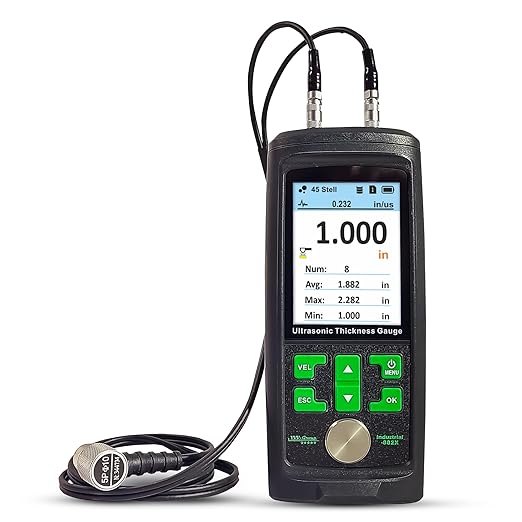 Ultrasonic Thickness Gauge Industrial-882X / Steel, Metals, Plastic, Glass, PVC, Pipes Thickness Gauge Meter – Range 0.039 to 11.811 inch (1-300mm) | Color LCD (All Material)