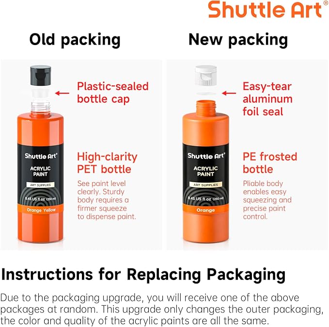 Shuttle Art 18 Colors Acrylic Paint Bottle Set, Rich Pigmented Bulk Painting - Image 9