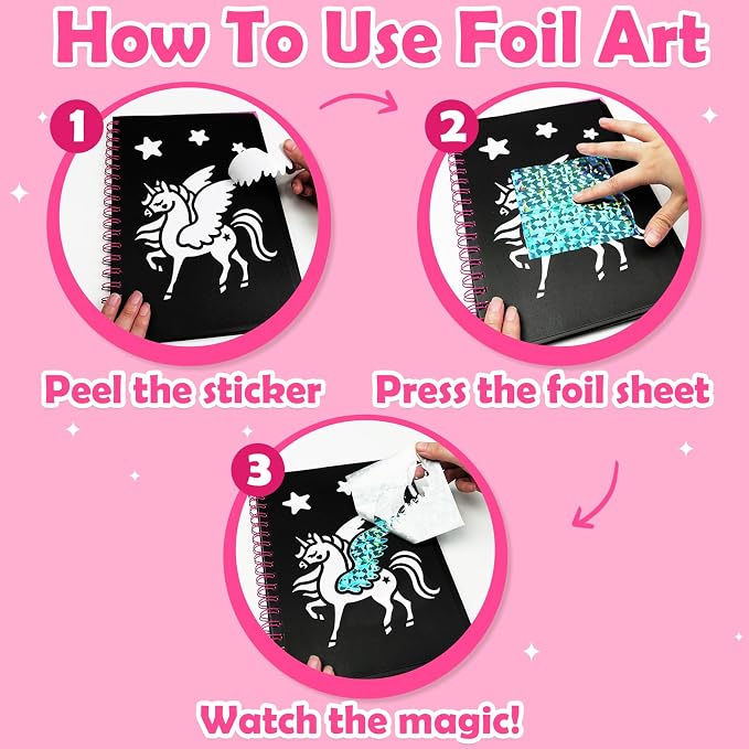 FUNNYB&G Foil Art Craft Kit for Girls 4-10 Years Old: Mess-Free & No-Glue - Image 4