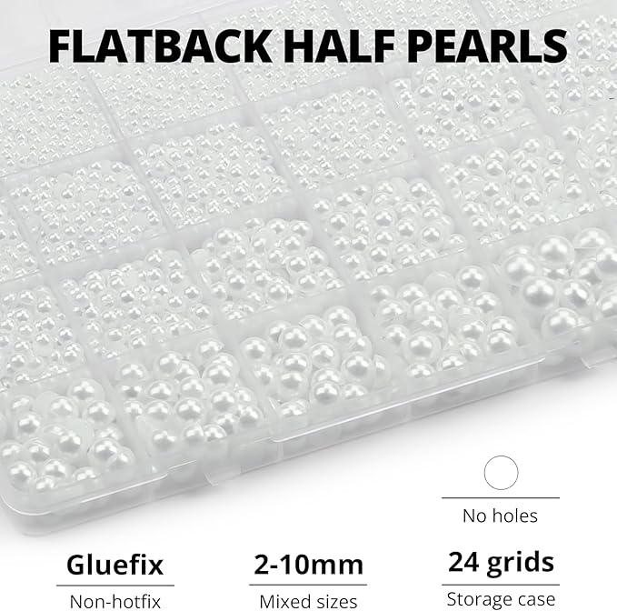 16500Pcs Half Pearls Beads for Crafting, Flat Back White Pearls 2-10mm Flatback - Image 3