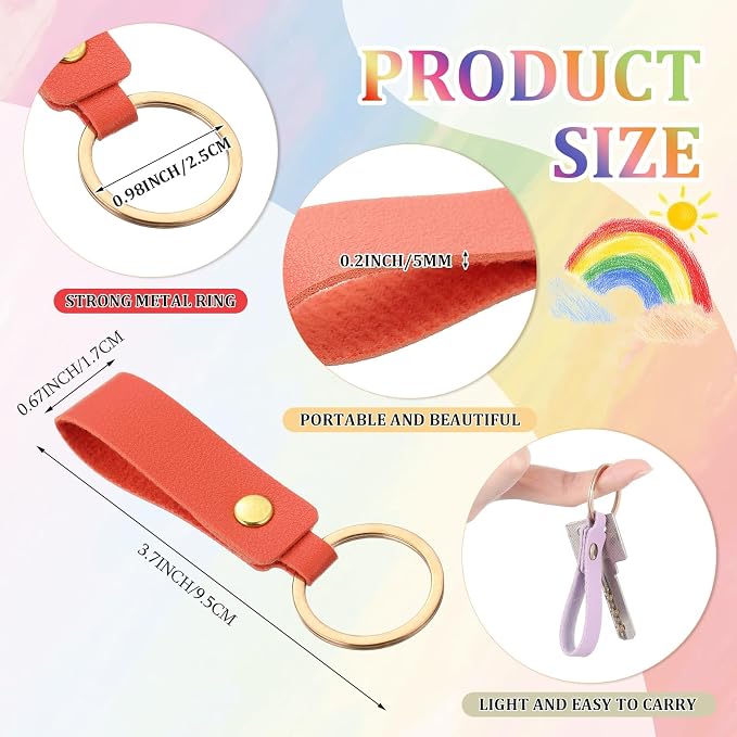 Wavyknot 100 Pcs PU Leather Keychain Blanks Bulk Laser Engraving Blanks - Image 2