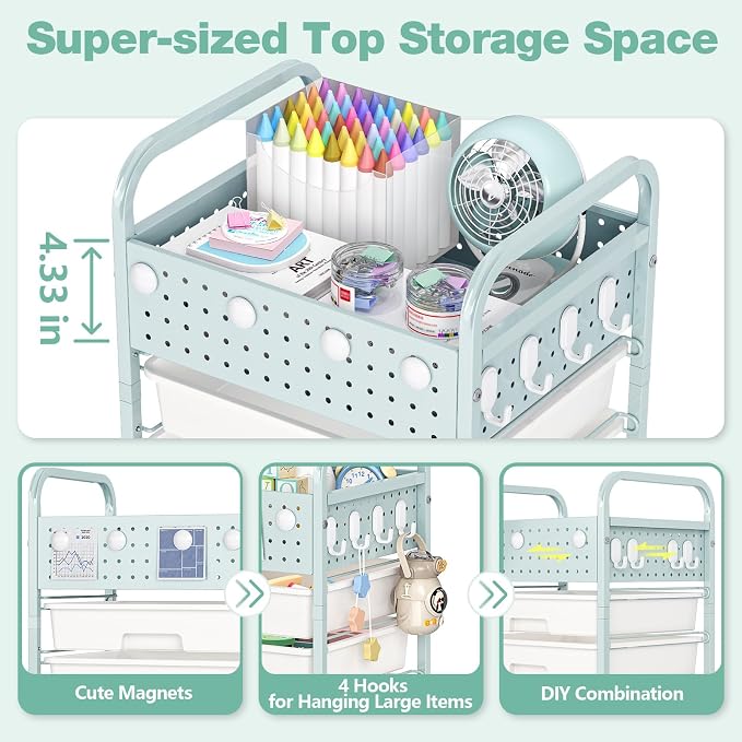 5 Drawer Rolling Storage Cart - Image 4