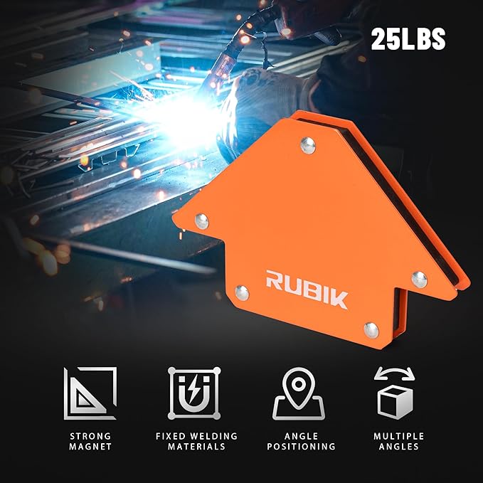 RUBIK 25 LB Welding Magnets, Heavy Duty Welding Magnets Set, Welding Magnet Holder,45 90 135 Degree Angle Holding Magnet, Holding Power Welding Accessories,6 Pcs Pack