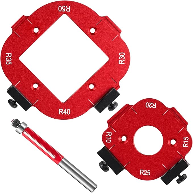 2 PCS Router Corner Radius Templates, Arc Templates with Edge Trimmer for Woodworking, Precise Woodworking Router Jigs and Templates, R10 R15 R20 R25 R30 R35 R40 R50