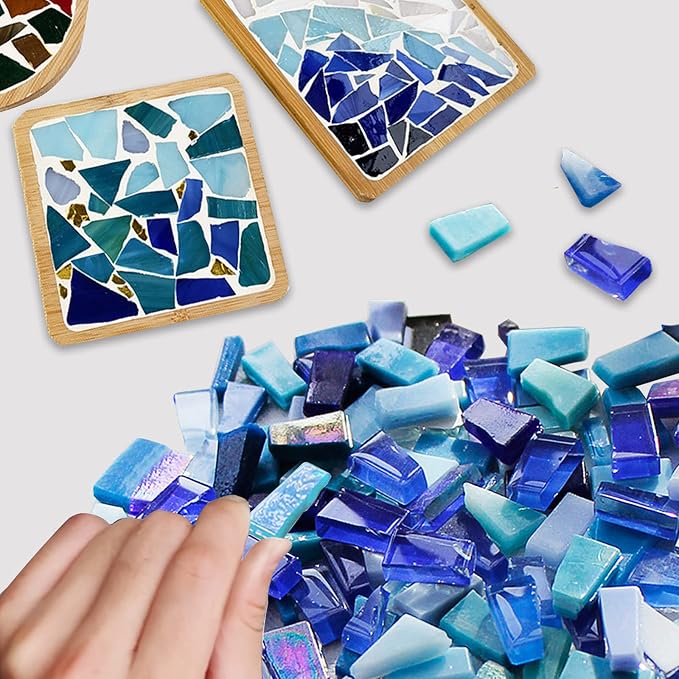 LITMIND Blue Mixed Irregular Glass Mosaic Tiles - Image 2