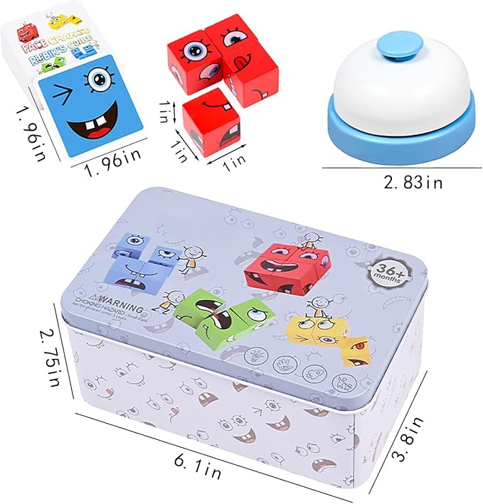 Large Wooden Face Expression Puzzle Building Cubes Manipulatives Face Changing - Image 8