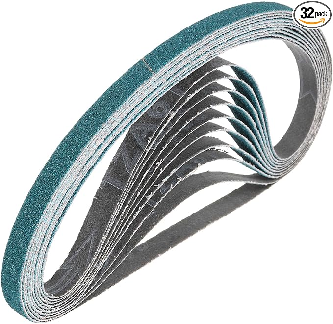 HARFINGTON 1/2 x 18 Inch Sanding Belts, 32 Pcs 120 Grit Zirconia Abrasive Belt Sander File Belt for Woodworking, Metal Polishing, Knife Sharpener