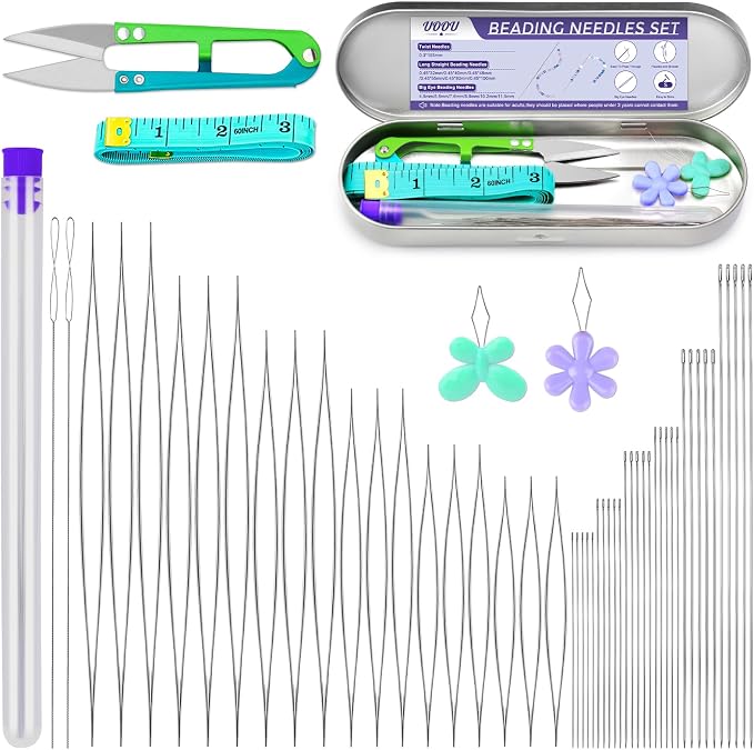 86 Pcs Beading Needle Set, 6 Sizes Big Eye Beading Needles by UOOU