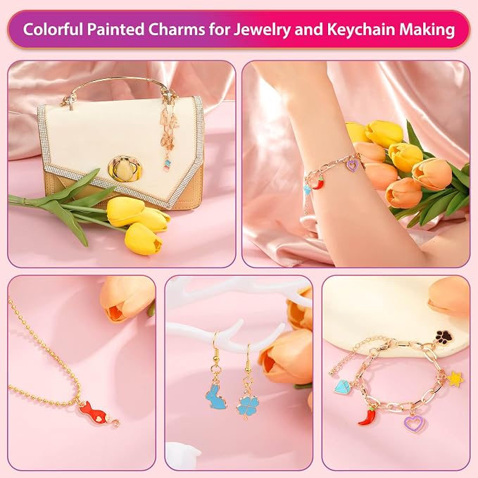 Flasoo 404Pcs Gold Charms for Jewelry Making, Keychains and Crafts - Image 7