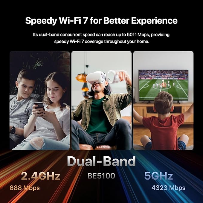 Tenda BE5100 Dual Band WiFi 7 Router (RE6L Pro) – 1x2.5G + 3x1G Ports, Easy Setup, Security Protect, Parental Control, Access Point Mode, Vertical Design, MLO, VPN, NFC