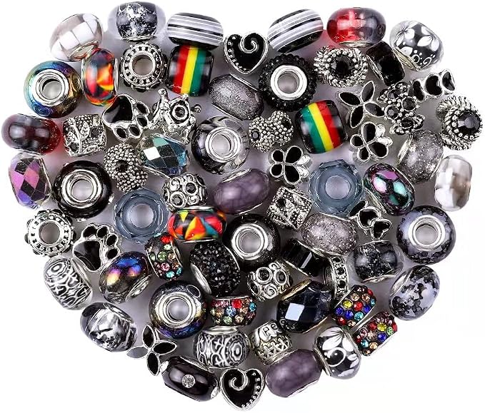 Aipridy European Large Hole Beads, Colorful Glass Charm Beads Set by AIPRIDY