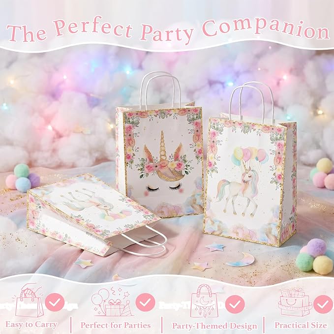 24 Pack Unicorn Party Favor Bags, Unicorn Gift Bags - Image 3