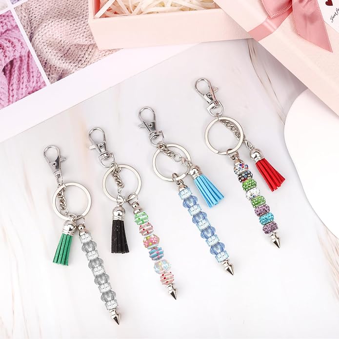 Draupnir 72 Pcs Beadable Keychains Bars, Included 36Pcs Silver Beadable - Image 6