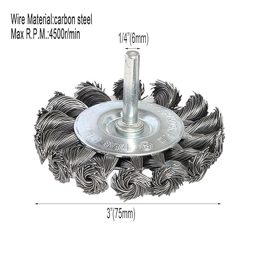 3PCS 3 Inch Knotted Wire Wheel Brushes Kit for Drill with 1/4-Inch Shank,Twist Brush Set Perfect for Rust Removal, Corrosion and Paint,Wire Wheels for Power-Operated Grinders