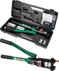 Industry Hydraulic Cable Lug Crimper 16 US TON 9 AWG to 600MCM Electrical Terminal Cable Wire Tool Kit with 13 Die (9awg~600mcm Crimping Tool)