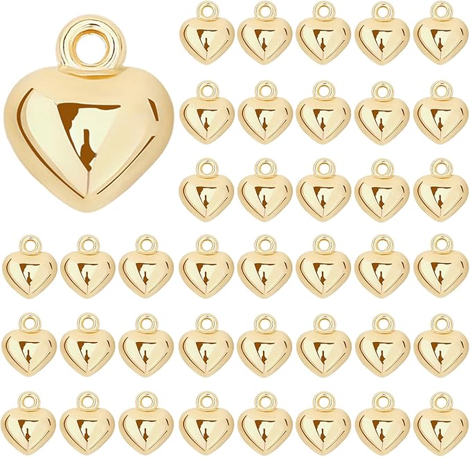 MARFOREVER 40 Pcs 18K Gold Heart Charms by MARFOREVER