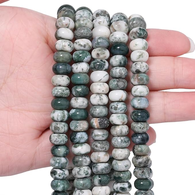 Songxi 5x8mm Natural Tree Agate Rondelle Beads, Gemstone by SongXi