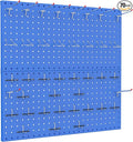 TORACK Metal Pegboard Wall Organizer 24" x 24" or 12" x 48", 70 PCS Tools Storage Pegboard for Garage Tool Organizer Pegboard with Peg Board Hooks for Workbench(Blue)