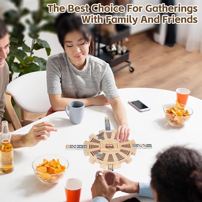 Mexican Train Dominoes Wooden Hub- Premium Pine - Image 7