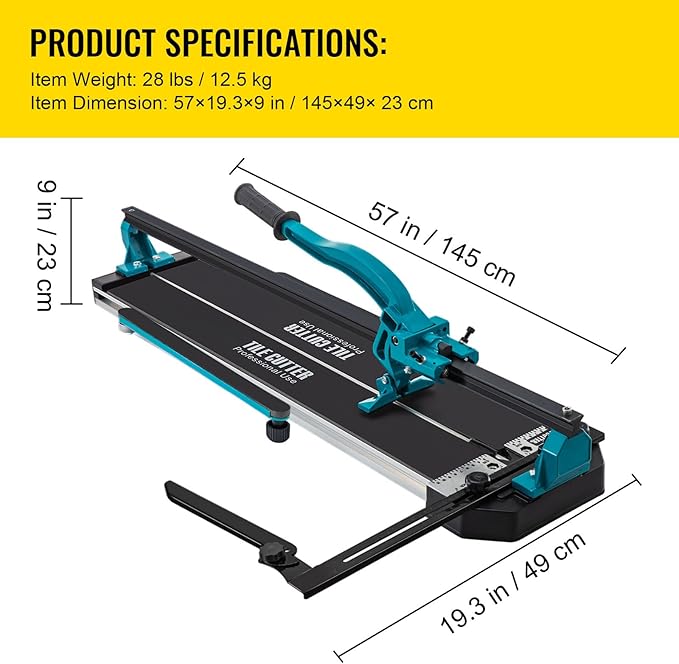 Mophorn 48 Inch Tile Cutter Single Rail Double Brackets Manual Tile Cutter 3/5 in Cap w/Precise Laser Manual Cutter Tools for Precision Cutting (48 Inch)