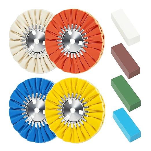 8 Pcs Airway Buffing Wheel Kit 8 Inch Polishing Wheel and Polishing Compound for Angle Grinder 8" in Diameter 5/8" in Arbor Hole Aluminum Metal Buffing Wheels Kit