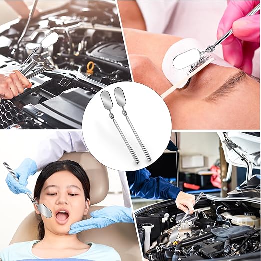 Telescoping Inspection Mirror, 2 Piece Car Inspection Mirror, Stainless Steel Mechanic Mirror,Retractable Extension Mirror,Flexible Inspection Mirror for Checking Vehicle and Small Details (8~24 Inch)