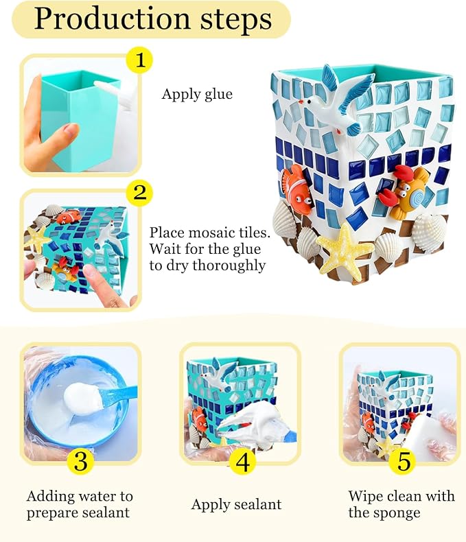 YUCHIYA DIY Glass Mosaic Pen Holder Craft Kit - Image 5