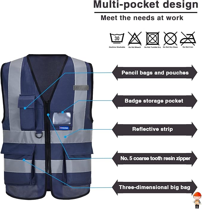 A-SAFETY navy blue work vest