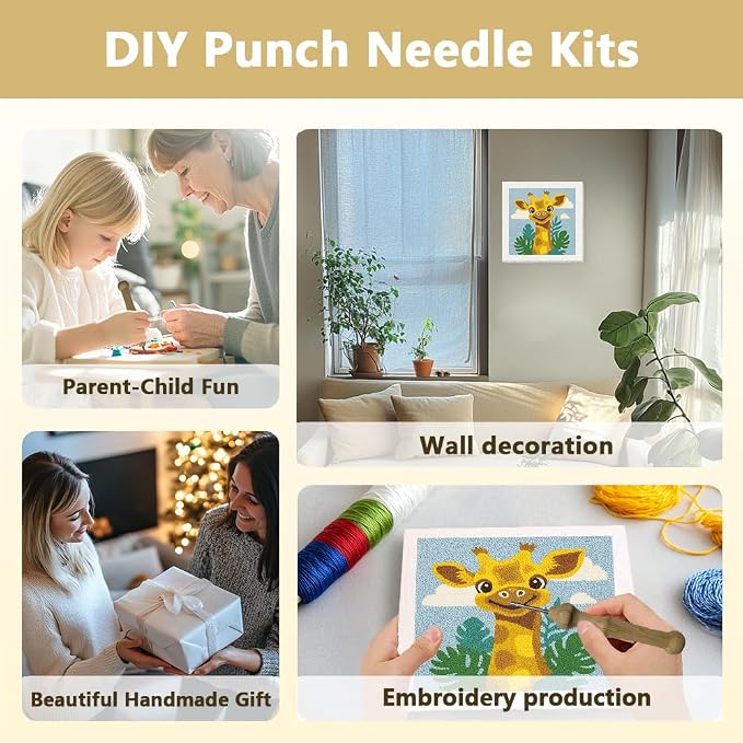 DOODLREAM Giraffe DIY Punch Needle Embroidery Kit - Image 4