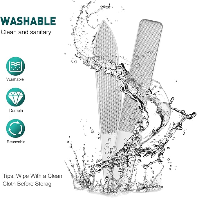 Glass Nail Shiner,Upgrade Nano Glass Nail Files &Nail Buffers Polisher Professional Crystal Manicure Tools Kit for Natural Nail, Great for Home Salon or Travel Use