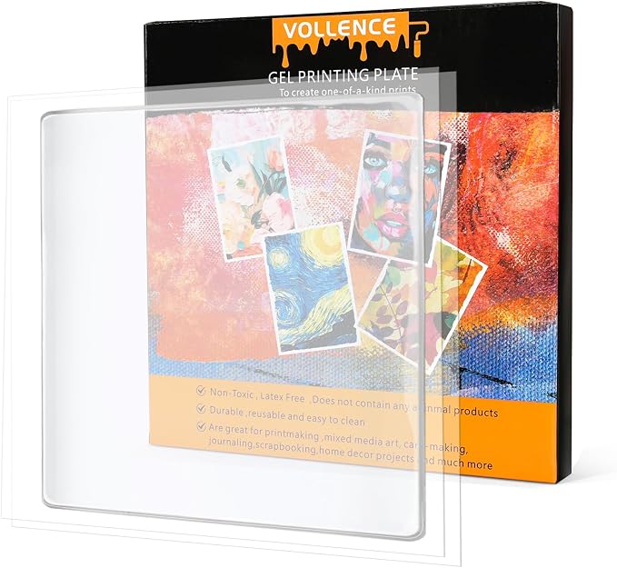 Vollence 6" X 6" Reusable Gel Monoprinting Plate Reusable Art Plate by Vollence