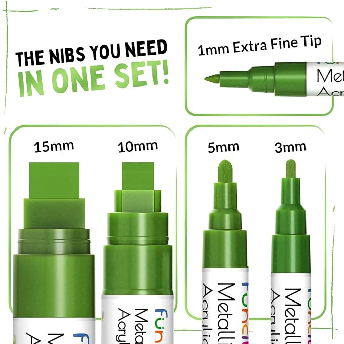 5 Metallic Acrylic Green Paint Pen - Image 2