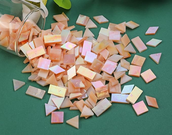 Lanyani Iridescent Glass Mosaic Tiles Supplies 200 Pieces Iridized Stained - Image 5