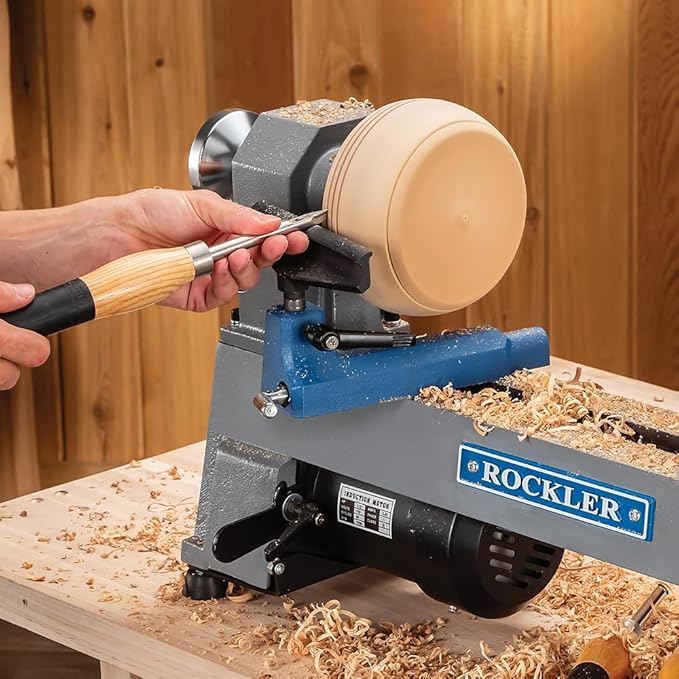 10x18” Mini Lathe Machine - Sturdy Cast-Iron Made Wood Lathes - Adjustable & Secured Woodturning Tools for Small to Medium-size Projects - Non-Slip Wood Lathe Accessories for Legs, Handles & Decor