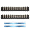 12 Circuits 12 Positions Terminal Block 20-30A 200-450V Dual Row Screw Terminals Strip with 66 PCS Heat Shrink Wire Fork Connectors(Pack of 2pcs)