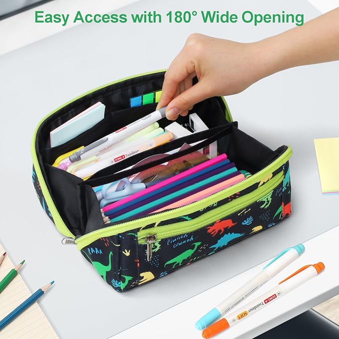 Large Pencil Case for Boys, Durable Kids Pencil Pouch for School, Wide Opening - Image 6