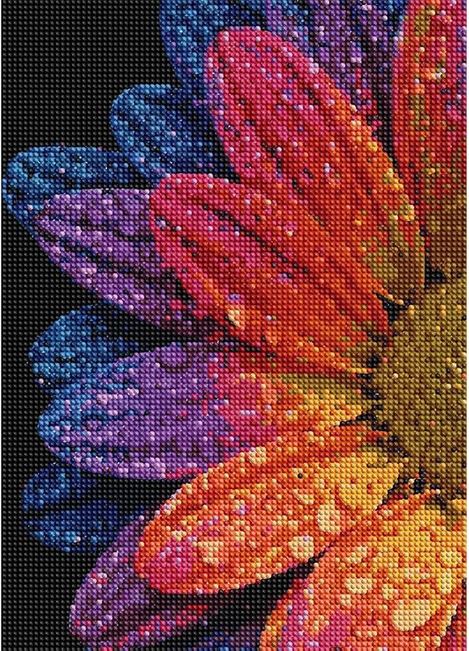 Rainbow Daisy with Water Drops Diamond Painting Kits - Image 2