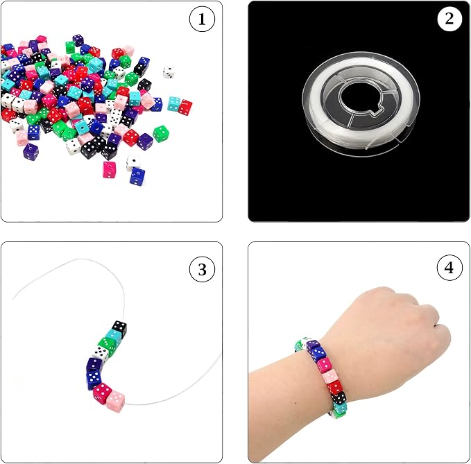 Honbay 200PCS Acrylic Dice Beads Multicolor Cube Loose Beads White Dots DIY - Image 5