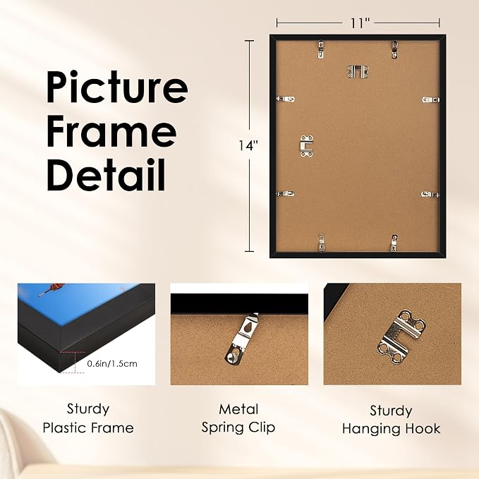 FIXSMITH 11x14 Picture Frame, Display Pictures 8x10 - Image 4