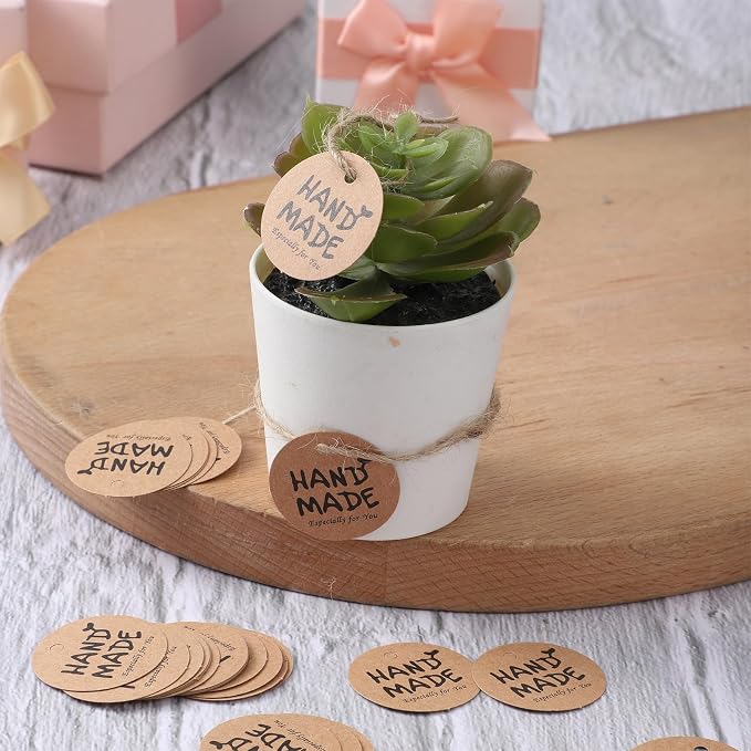 200PCS Handmade Tags with String Brown Gift Tags 1.2” Custom Tag - Image 5