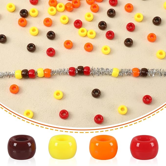 UPINS 1200pcs Fall Pony Beads Autumn Thanksgiving Colors - Image 3