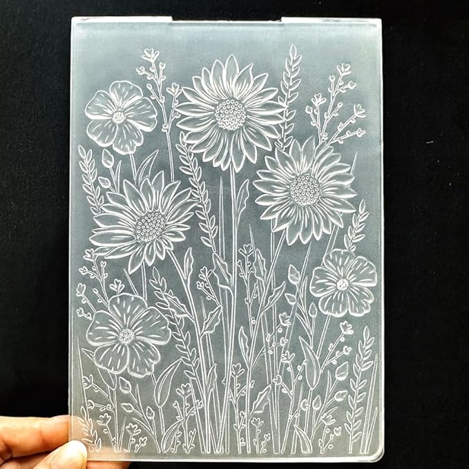 3D Plastic Embossing Folder Template Sunflowers and Flowers Texture 5x7 Inch by Unknown