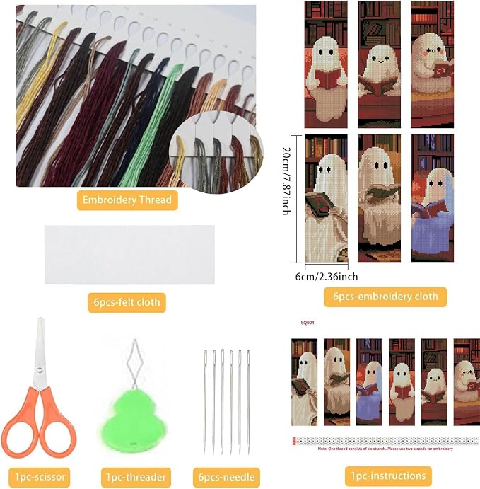 YERUOUIU 6 PCS Cross Stitch Bookmark Kit - Image 2