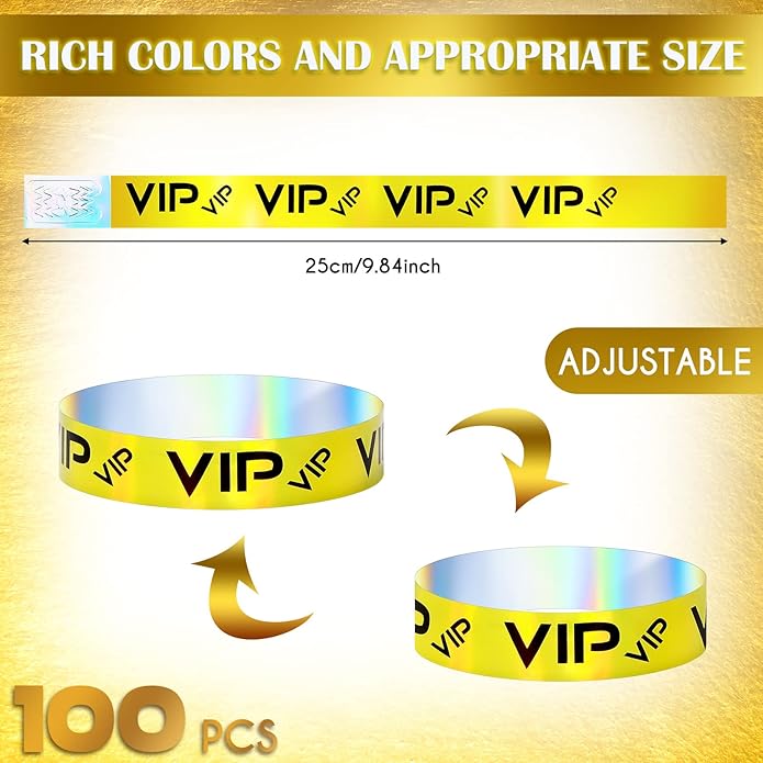 Teling 500 Pack VIP Plastic Wristbands Bracelets Party for Events VIP Custom Wristbands Plastic Bracelets Tear proof Waterproof Wrist Bands Arm Bands for Events Concerts