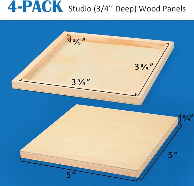 Falling in Art 4 Pack 5x5’’ Unfinished Birch Wood Panels Kit - Image 2