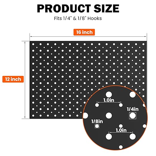 Metal Pegboard Panels 16×12 Inch, Wall-Mounted Tool Organizer Boards, Modular Pegboards for Garage, Workshop, Kitchen, Workbench, or Storage Room (3 PCS, Black)