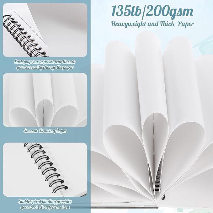 3 Pack Marker Paper Pad, 5.5×8.5in Double Sided Bleedproof Sketch Pad, - Image 4