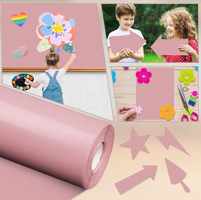 Inkspire Boho Pink Bulletin Board Paper Roll, 14.8FTx18.5IN Large Reusable - Image 5