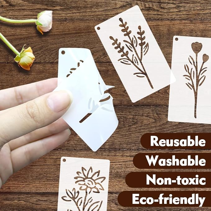 50 PCS Flower Stencils for Crafts Reusable Flower Stencils for Painting on Wood - Image 5