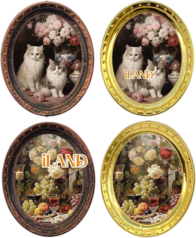 iLAND Miniature Dollhouse Accessories, 4 Dollhouse Picture Frames Set w/Printed - Image 9